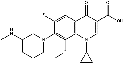 1-Cyclopropyl-6-fluoro-1,4- dihydro-8-methoxy-7-(3-methylaminopiperidin-1-yl)-4-oxoquinoline-3-carboxylic acid(127294-70-6)